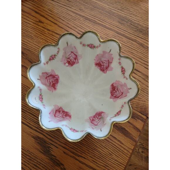 Beautiful Marked Bavarian 3 Footed Floral Bowl 81/2" X 61/2" Antique Schwarzburg - Picture 2 of 4